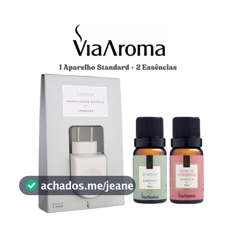 Difusor Elétrico de Ambiente Standard Via Aroma Branco + 2 Essências.