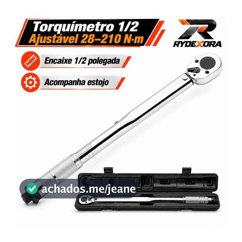 Torquímetro 1/2 28-210Nm Ajustável, Chave de Torque para Rodas e Manutenção Automotiva