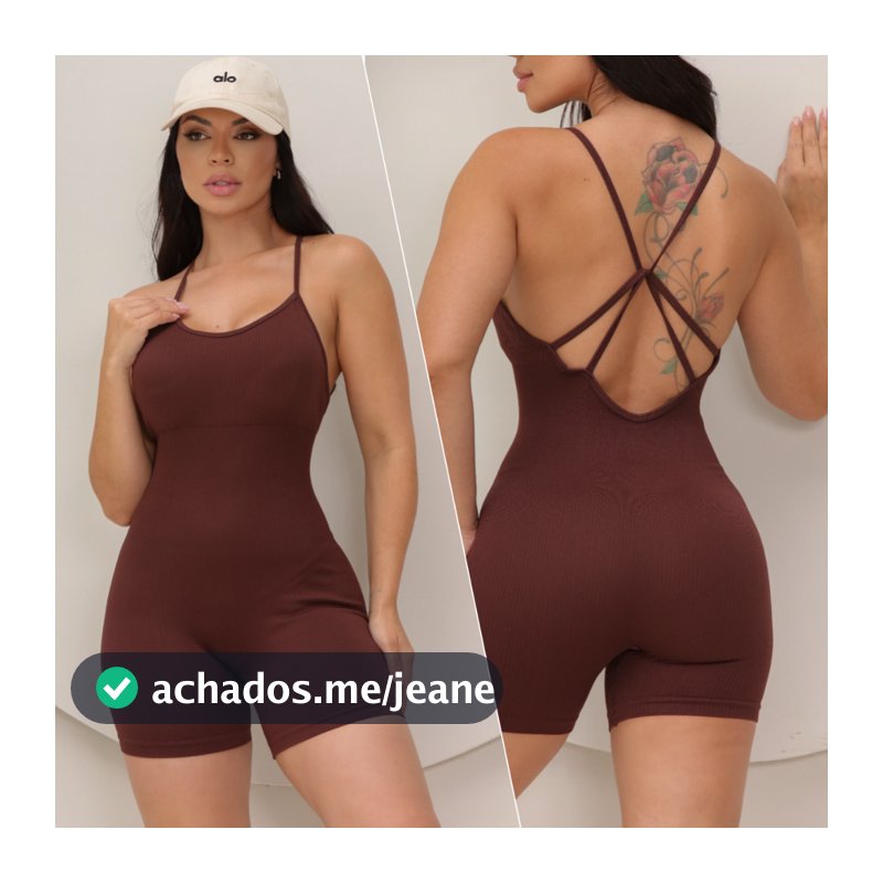 Macacão Fitness Feminino Yoga Esportivo Canelada Poliamida Academia Bojo Elástica 3RD SD1815