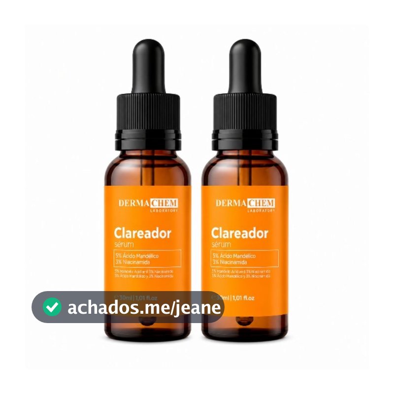 KIT 2 Unidades Sérum Clareador Facial Dermachem 30ml Niacinamida 5% Ácido Mandélico Anti Manchas e Antienvelhecimento