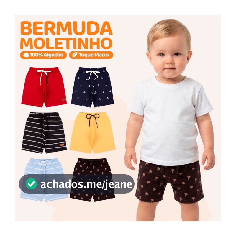 Kit de 6 ou 4 Bermudas Bebe Menino Moletinho Algodão Shorts Infantil Masculino Casual Opções Lisa e Estampadas de Verão