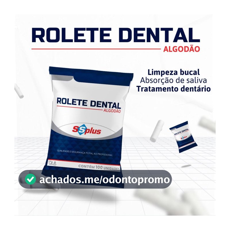 Kit 10 Pacotes Rolete Dental Algodão SSPLUS c/ 100 Unidades Cada