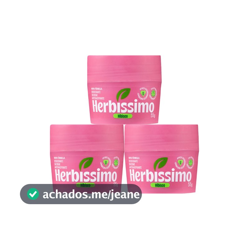 Kit Desodorante Em Creme Antitranspirante Herbíssimo Hibisco 55G (3 unidades)