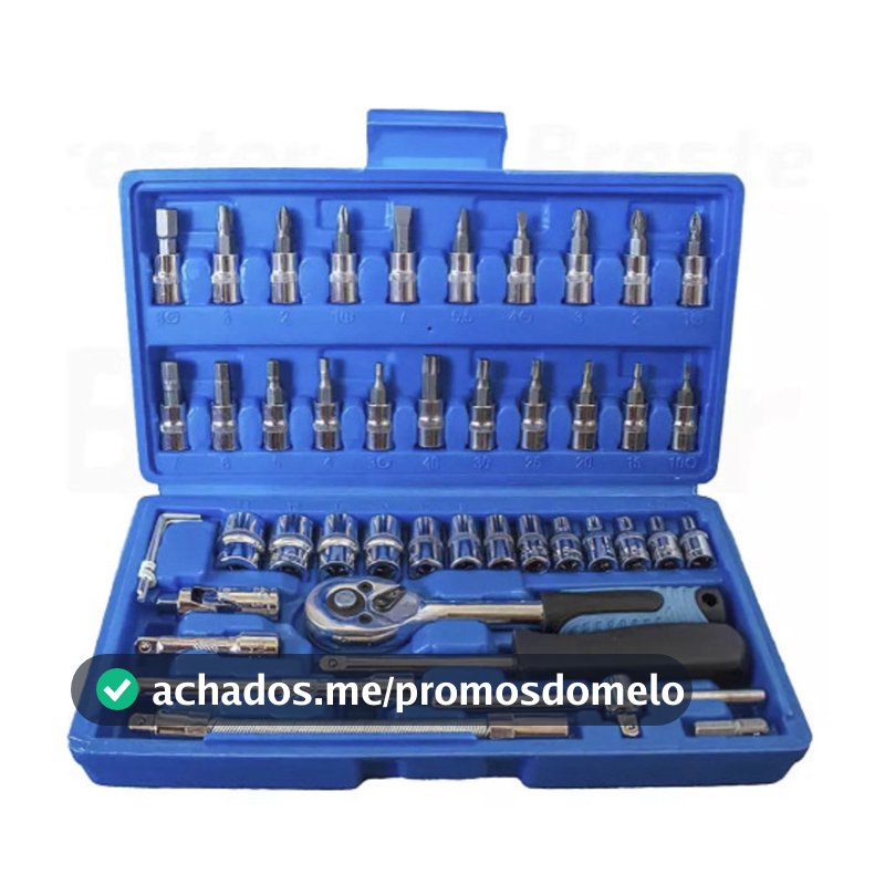 Kit 46 Peças Chave Catraca Jogo Soquetes Allen Torx Ferramentas Profissional Completo