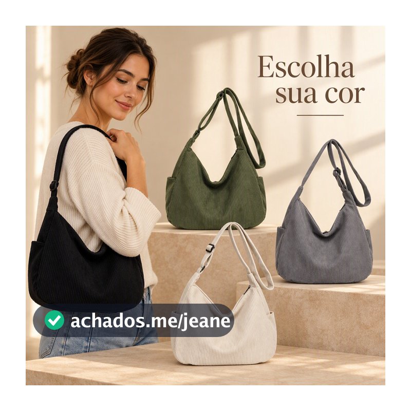 Bolsa Tiracolo Grande Em Veludo Cotelê, Resistente À Água E Ao Desgaste, Unissex, Ajustável Para Tablet E Uso Diário