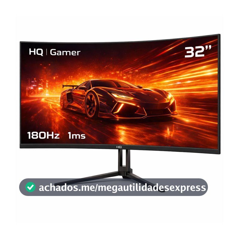 Monitor Gamer HQ Ultra 32" Curvo 1ms, 180Hz, Quad HD (QHD) - 2560x1440, AMD FreeSync, HDMI, DP, HQ32C180
