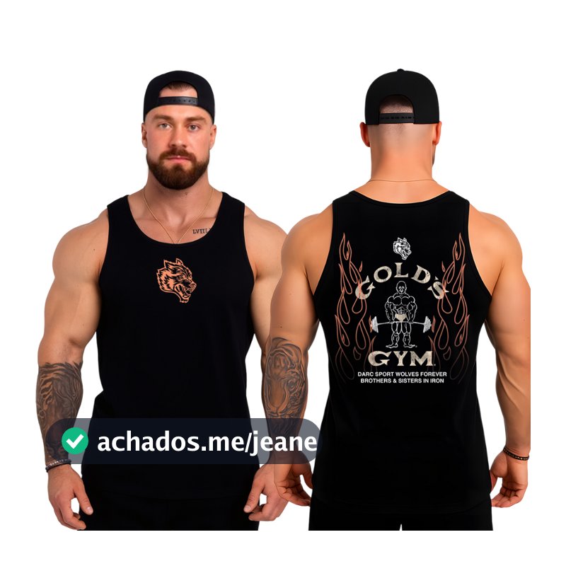 Camiseta Original Regata Masculina Dry Fit p/ Academia Treino Gold's Gym Fire Musculação
