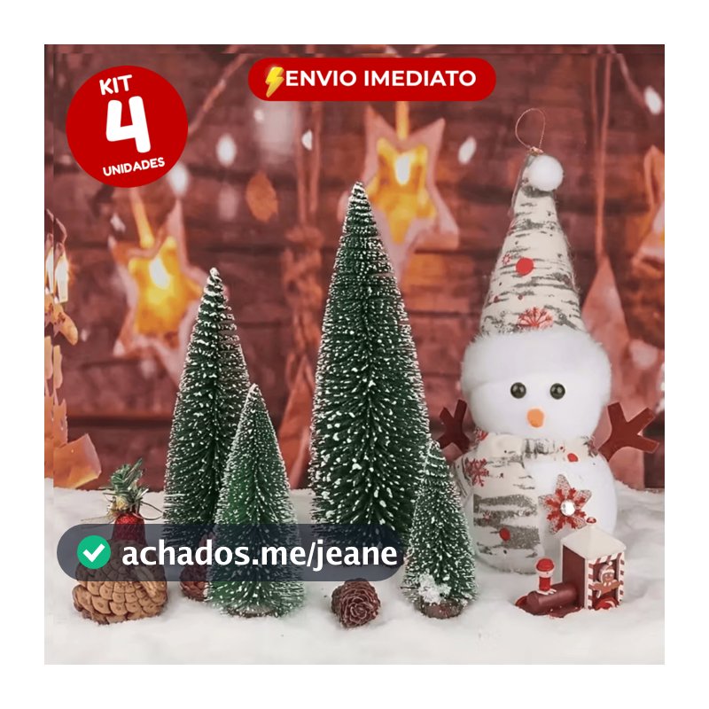 Kit 4 Mini Árvores de Natal Pinheiro Decorativo Enfeite Natalino para Mesa Presépio