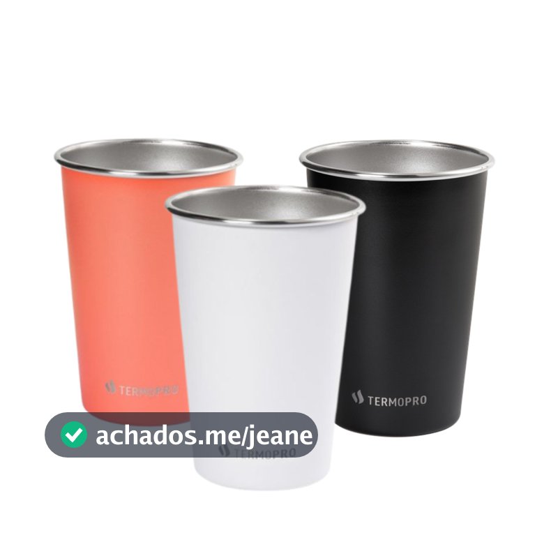 Copos de inox coloridos 500 ml 3 unidades Termopro