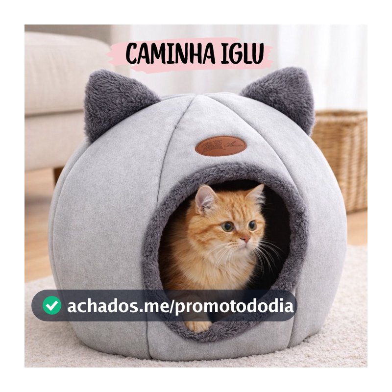 Caminha Iglu  P para Gatos e Cachorros Pequenos Cama Pet Casinha Toca Pelúcia Macia Confortável