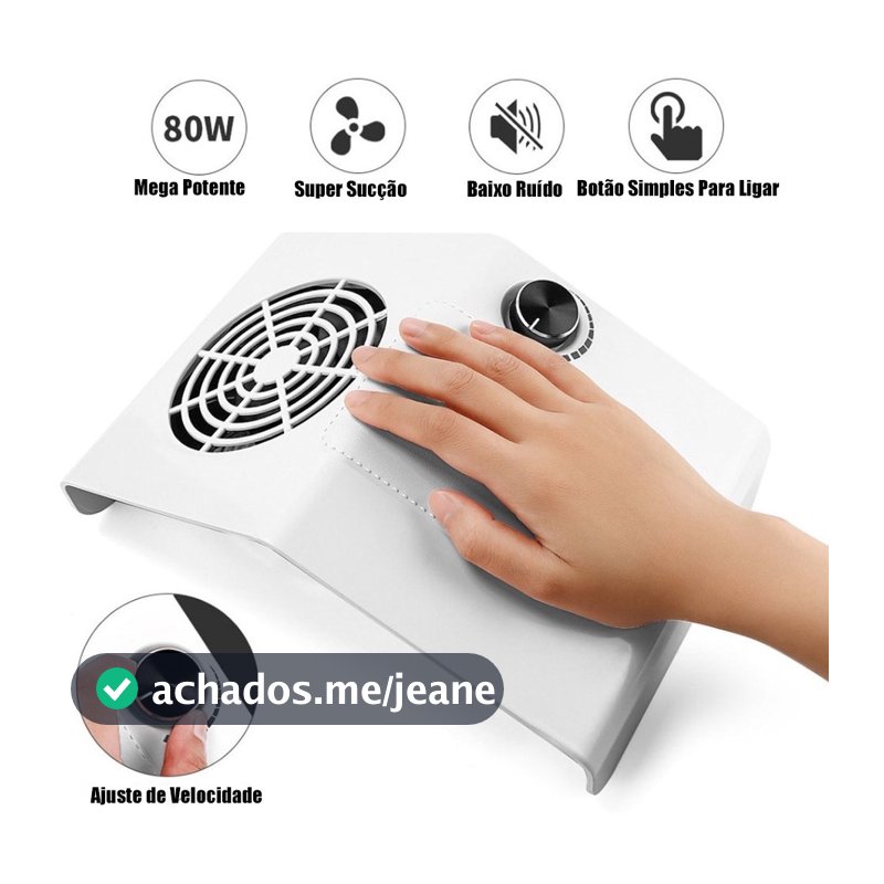 Coletor De Pó Aspirador Sugador Unha Gel Profissional Forte 80w Cooler Boost Bivolt