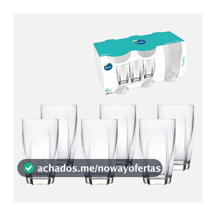 Kit 6 Copos Nadir Estela Long Drink 460ml Vidro Transparente