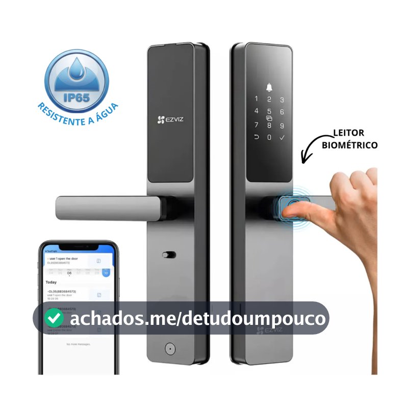 Fechadura Digital Inteligente Ezviz DL05 Biometria, Senha e Campainha Integrada