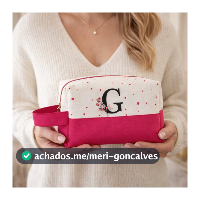 Necessaire Feminina Personalizada com Inicial Box com Alça Porta Maquiagem Bolsa Viagem