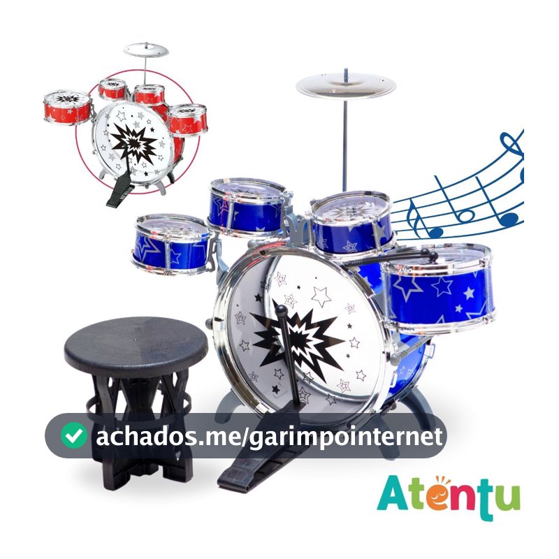 Mini Bateria Infantil Instrumento Brinquedo Musical Prato Tambor Baqueta