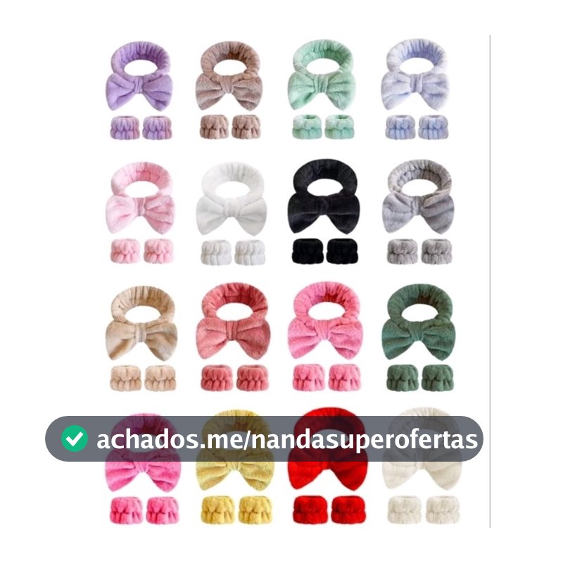 KIT 3PCS FAIXA DE CABELO E PUNHO PARA SKINCARE MAQUIAGEM