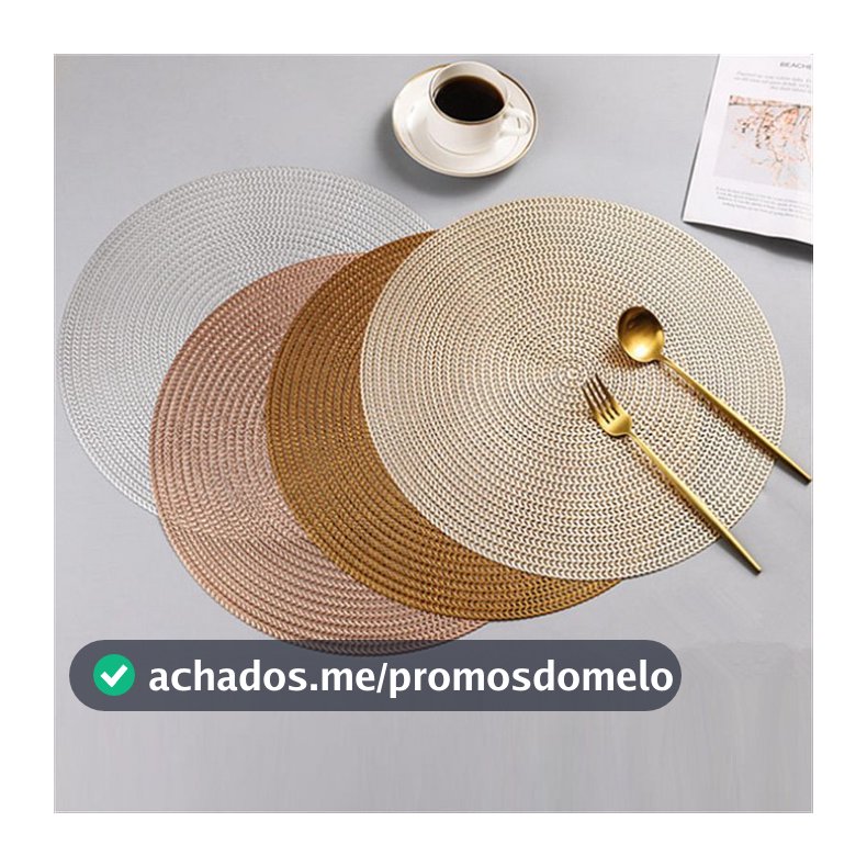 Kit  1/4/6 Jogo Americano Redondo Design Elegante Impermeável