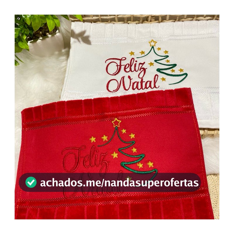 Toalhinha de Mão Bordada Feliz Natal – Ideal para Decoração ou Presentes