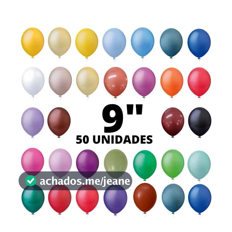Balão Bexiga Látex Liso 9 Polegadas 50 Unidades