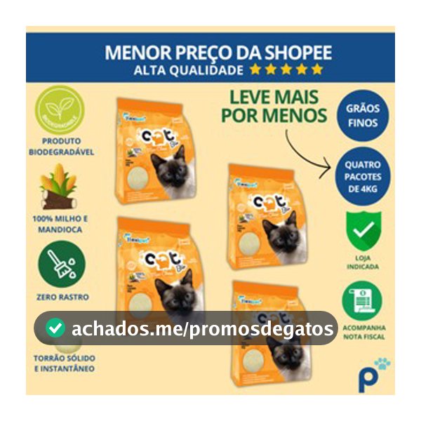 Areia Higiênica Biodegradável Catbio 16 Kg (4 pacotes de 4 kg) - Max Clean - Grãos Finos - novo