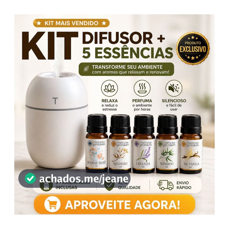 Kit Mini Umidificador Difusor Aromatizador Ambiente  Egg com Essências | 1 Umidificador + 5 Essências