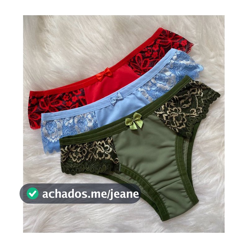 Kit com 5 ou 10 Calcinhas Microfibra com renda na lateral. Calcinha Tanga. Várias cores