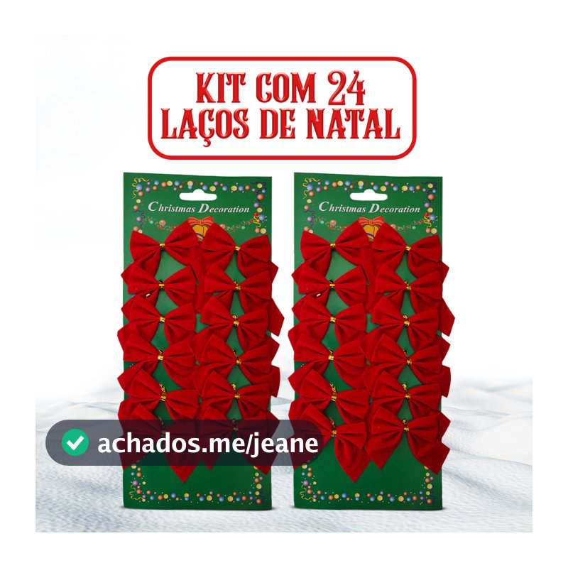 Kit Com 24 Laços Enfeite De Árvore Para Natal Pendantes de Luxo Natalino