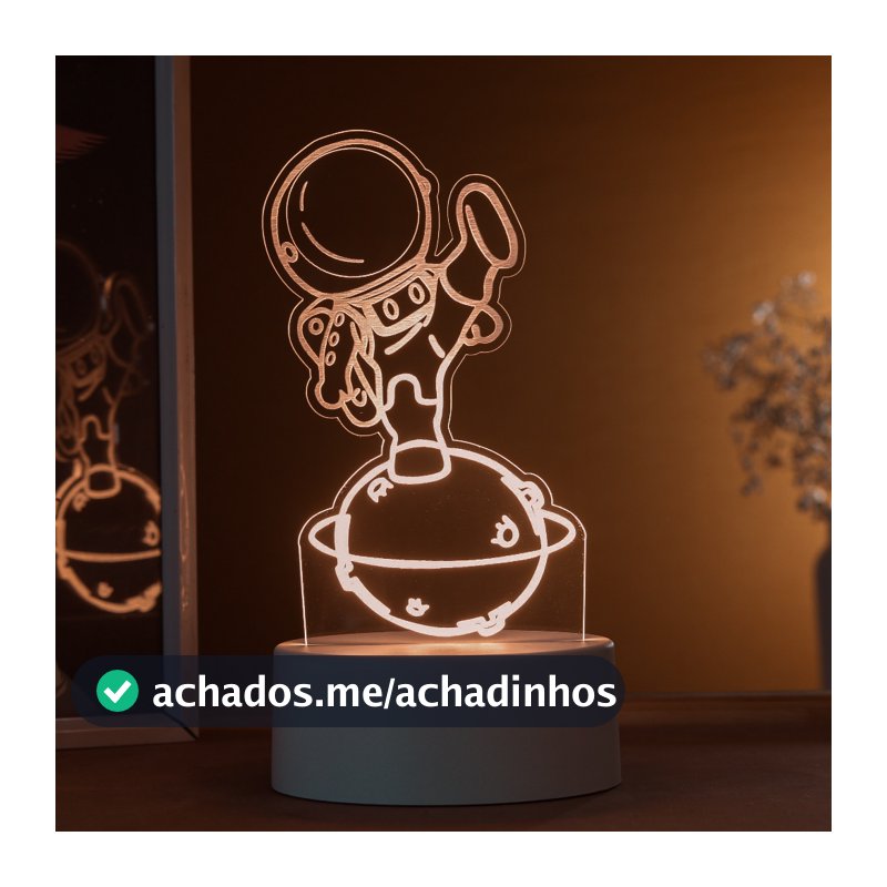 Luminária LED 3D de Mesa / Luz Noturna Presente Criativo / Decoração - astronauta na lua, espaço, planeta