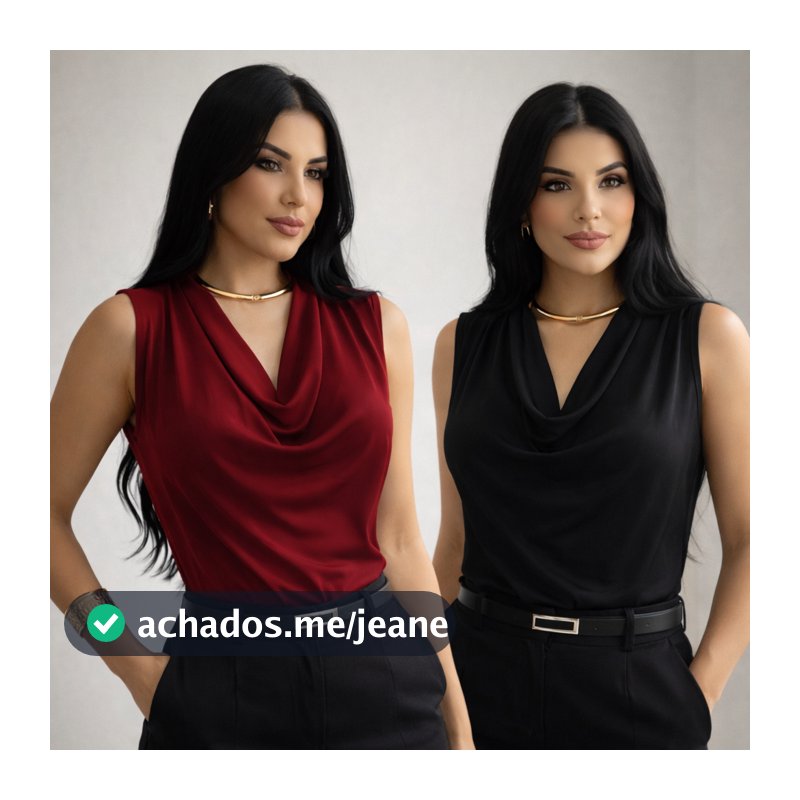 KIT 2 Blusa Regata Feminina Gola Boba Soltinha Suplex Elegante Moda Verão Social Casual Premium