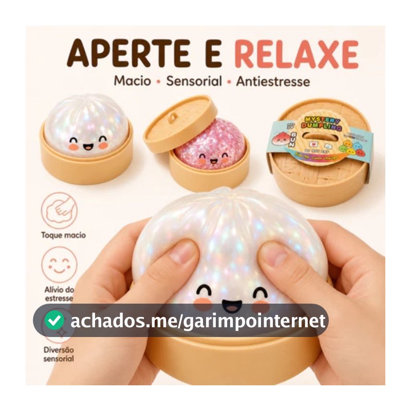 Squishy Bolinho Baozi Glitter Caixa Misteriosa Brinquedo Antiestresse Sensorial Kawaii Presente Criativo Fidget