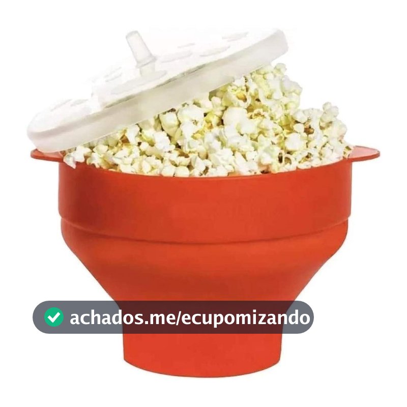Pipoqueira Grande Para Micro-ondas Sem Óleo Balde Pipoca Silicone Redonda Com Tampa Livre BPA