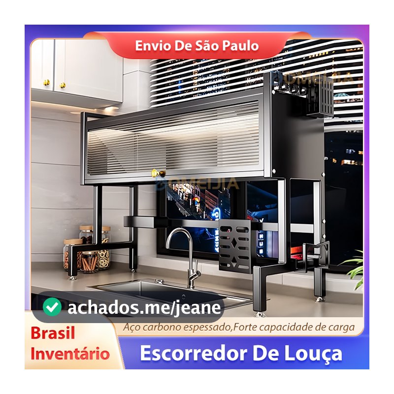 【Envio SP】Escorredor De Louças Organizador De Pia De Cozinha Bancada Para Cozinha Prateleira Porta L65/75/85/95/105cm