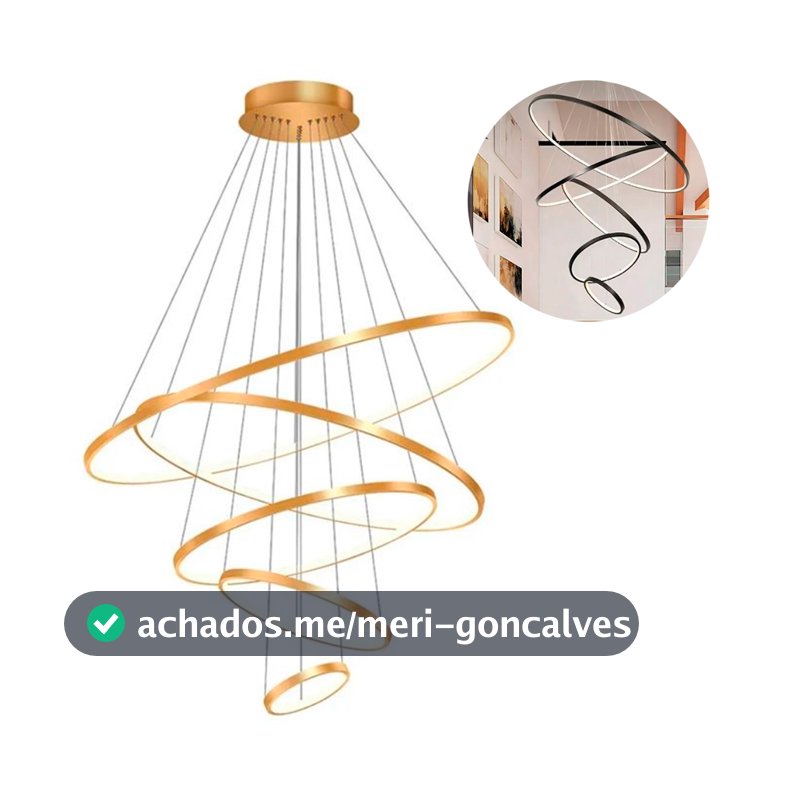 Lustre Anéis Pendente Arcos Led Moderno Com Controle Remoto Brinovar