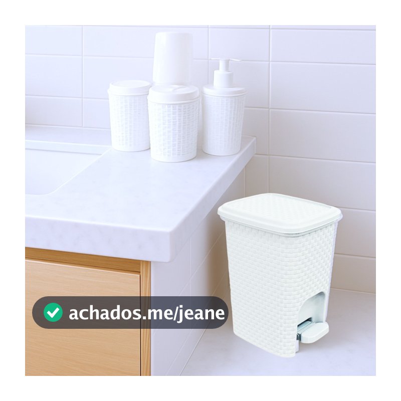 Kit Banheiro Completo 4 Peças Lixeira 7 Litros Porta Escova Dispenser e Porta Cotonete