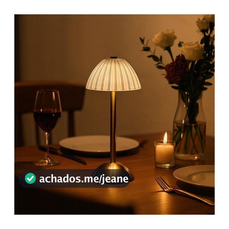 Luminária Abajur de Mesa Saia Seda Ruby Led Toque de Sensor Quarto Sem Fio 3 Cores