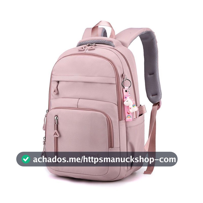 Mochila feminina casual e versátil leve e à prova d'água com grande capacidade para estudantes