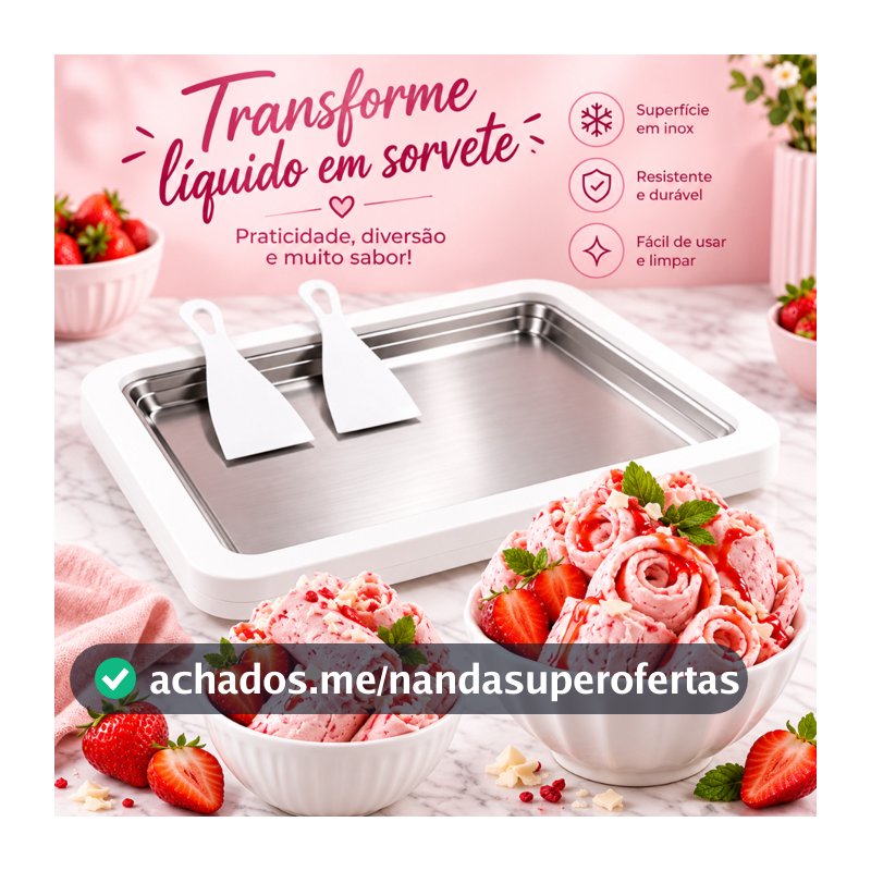 Sorveteria Infantil Chapa Instantâneo Brinquedo De Fazer Sorvete de Rolo para Crianças com Acessório