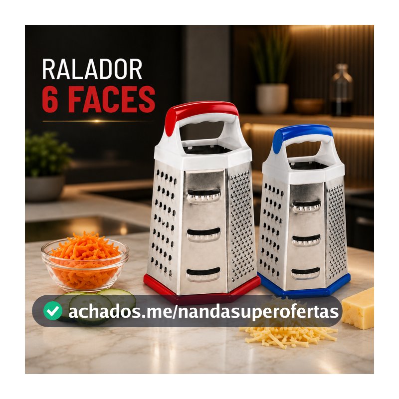 Ralador 6 Faces Multiuso Cozinha Legumes Queijo Verdura Base Silicone
