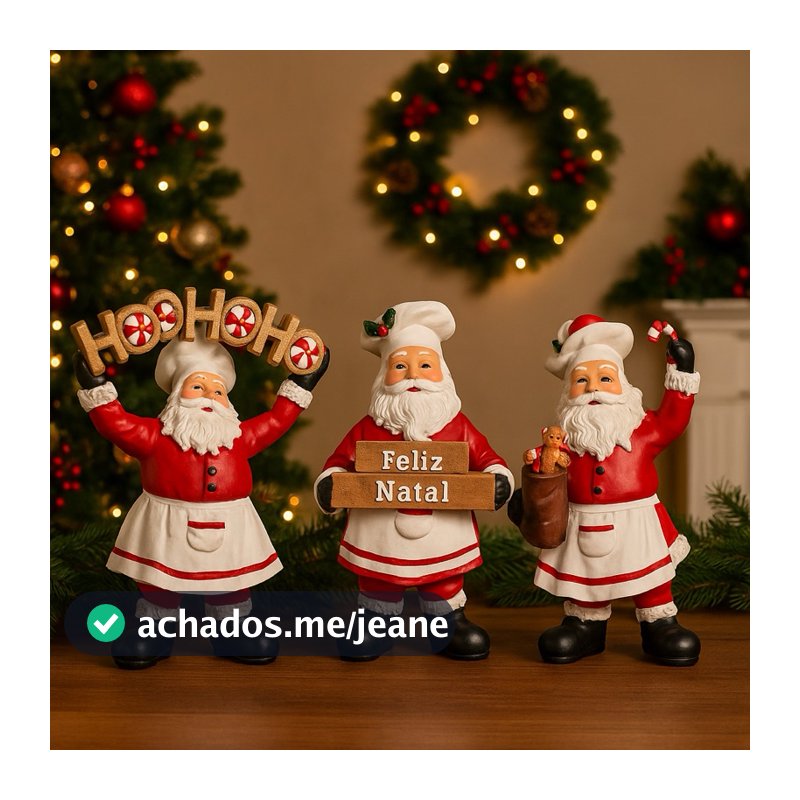 Enfeite Papai Noel de Resina Natal Premium Variados Decoração 20,5 a 21,5cm