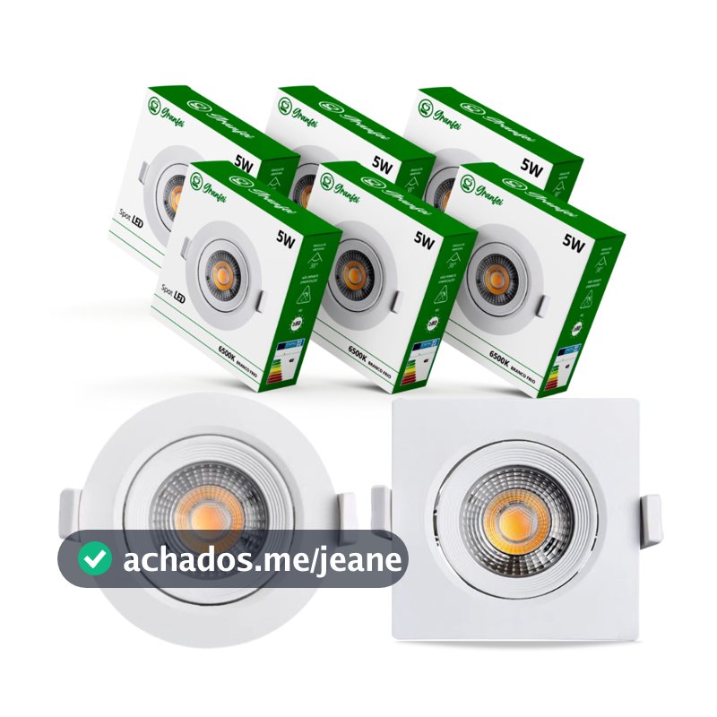 KIT10 Luminárias Spot Led 5w Branco Embutir Direcionável Teto 6500K 3000K UNIFY