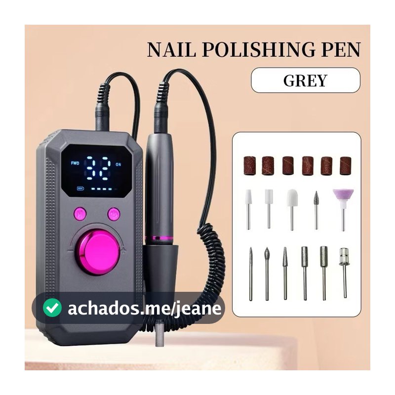 Lixa elétrica para unhas, máquina para remoção de unhas, polidora de unhas, caneta elétrica para polir cutículas,