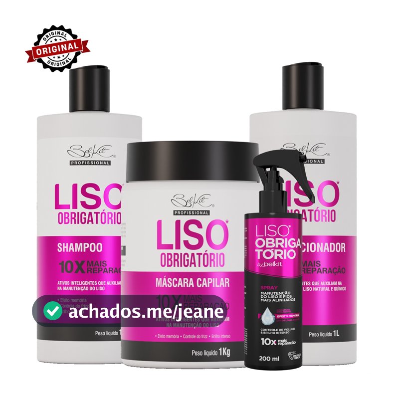 Kit Profissional 3 Itens Capilar Liso Obrigatório 1L + Spray Liso Obrigatório