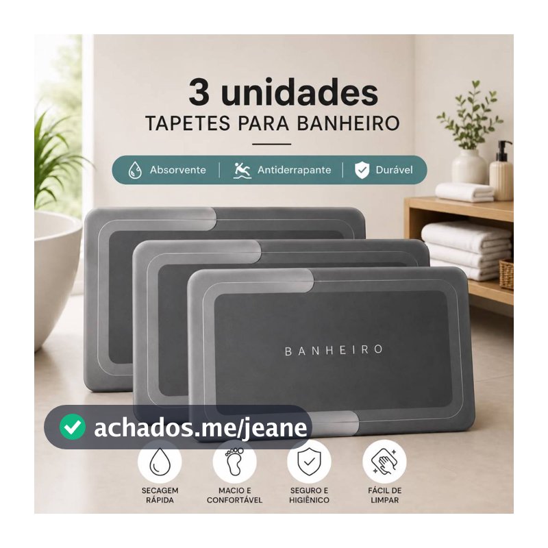 Tapetes para Banheiro Absorvente Antiderrapante Secagem Rápida Macio Durável