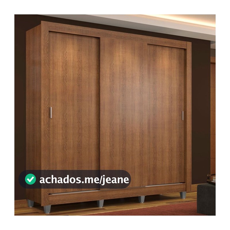 Guarda Roupa Casal Madesa Mônaco 3 Portas de Correr com Pés - Rustic