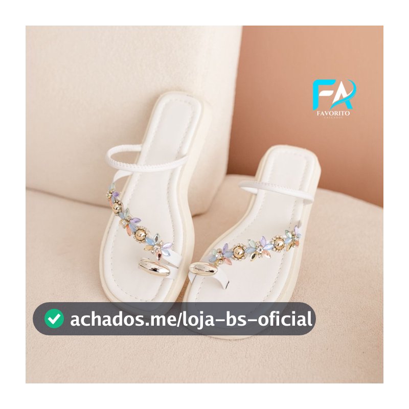 Sandália Feminina Flat Luxo com Pedrarias Confortável Antiderrapante Tendência 2026