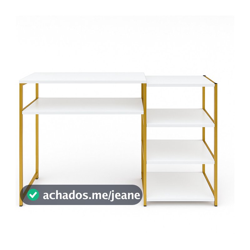 Mesa Manicure Salão de Beleza MDF Branco Estrutura Metalon Moderna 1,10MT