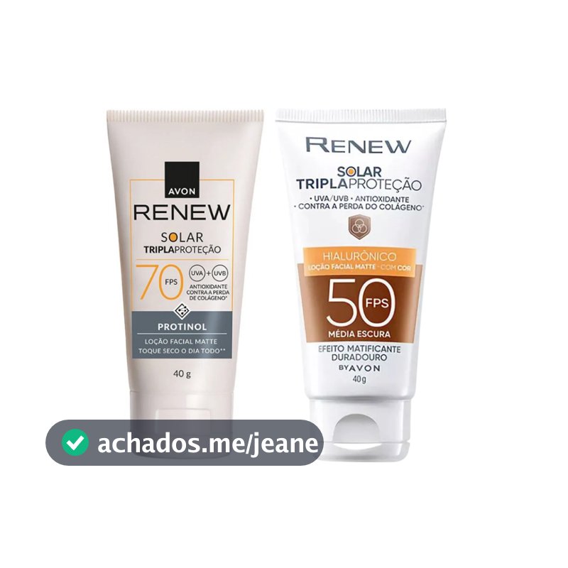 Protetor Solar Facial Renew FPS70 / Média Escura FPS50 Avon 40g