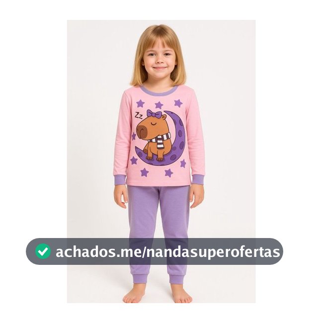 Pijama Infantil Menina Capivara Lunar BRILHA NO ESCURO