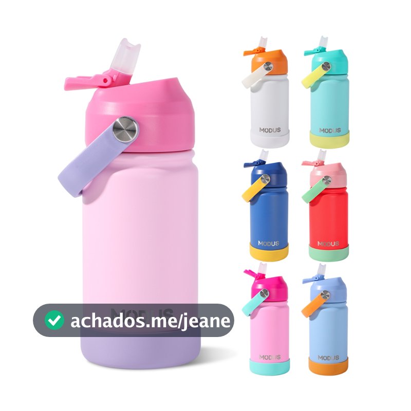 Modus Garrafa Térmica Infantil 420ml Aço Inox Com Canudo Autocolantes Bico Silicone