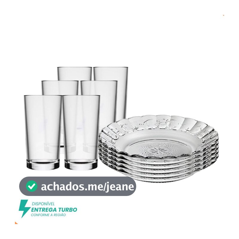Aparelho de Jantar 12 Peças - 6 Pratos Fundos + 6 Copos Personalizáveis